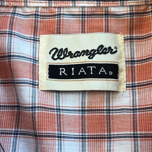 Men's Wrangler Riata Plaid Stripes Rodeo Arena Western Pocket Shirt - Large - Picture 10 of 15